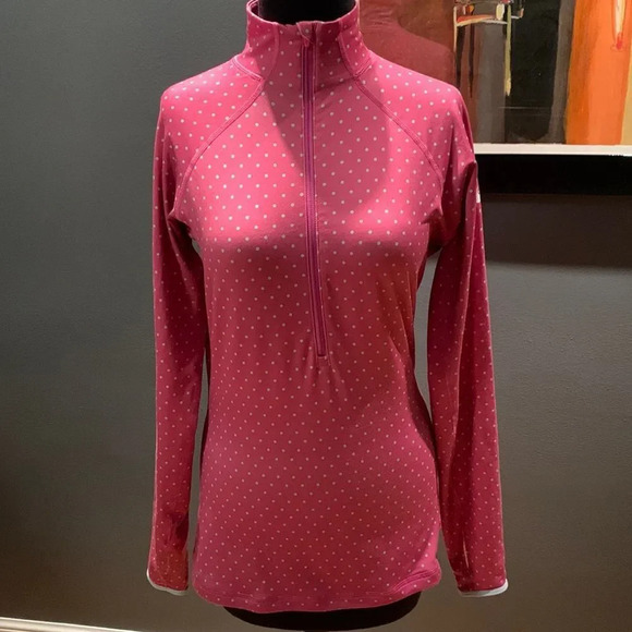 Nike pro pink with gray polka fit pattern 1/2 zip athletic top. Medium. - Picture 1 of 6
